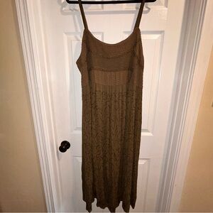 Dress Maxi Spaghetti Straps Mlle Gabrielle Women’s Embroidered Olive Green 20W